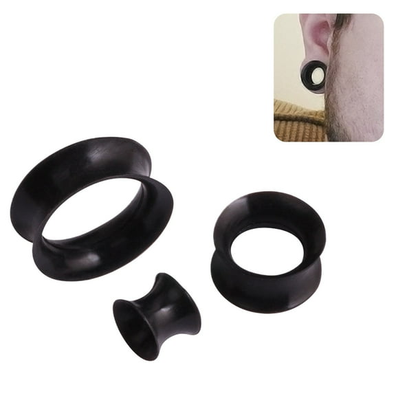 Ear Plugs -Piercing Tunnel Set, 16mm Silicone Soft Flexible Tunnel Set - Ear Stretching Gauge Expander 1pc-Black