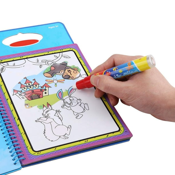 Qiilu Tableau de peinture de livre de dessin de l'eau de bébé d'enfants  avec des jouets d'apprentissage de stylo réutilisables, planche de  peinture, planche à dessin 