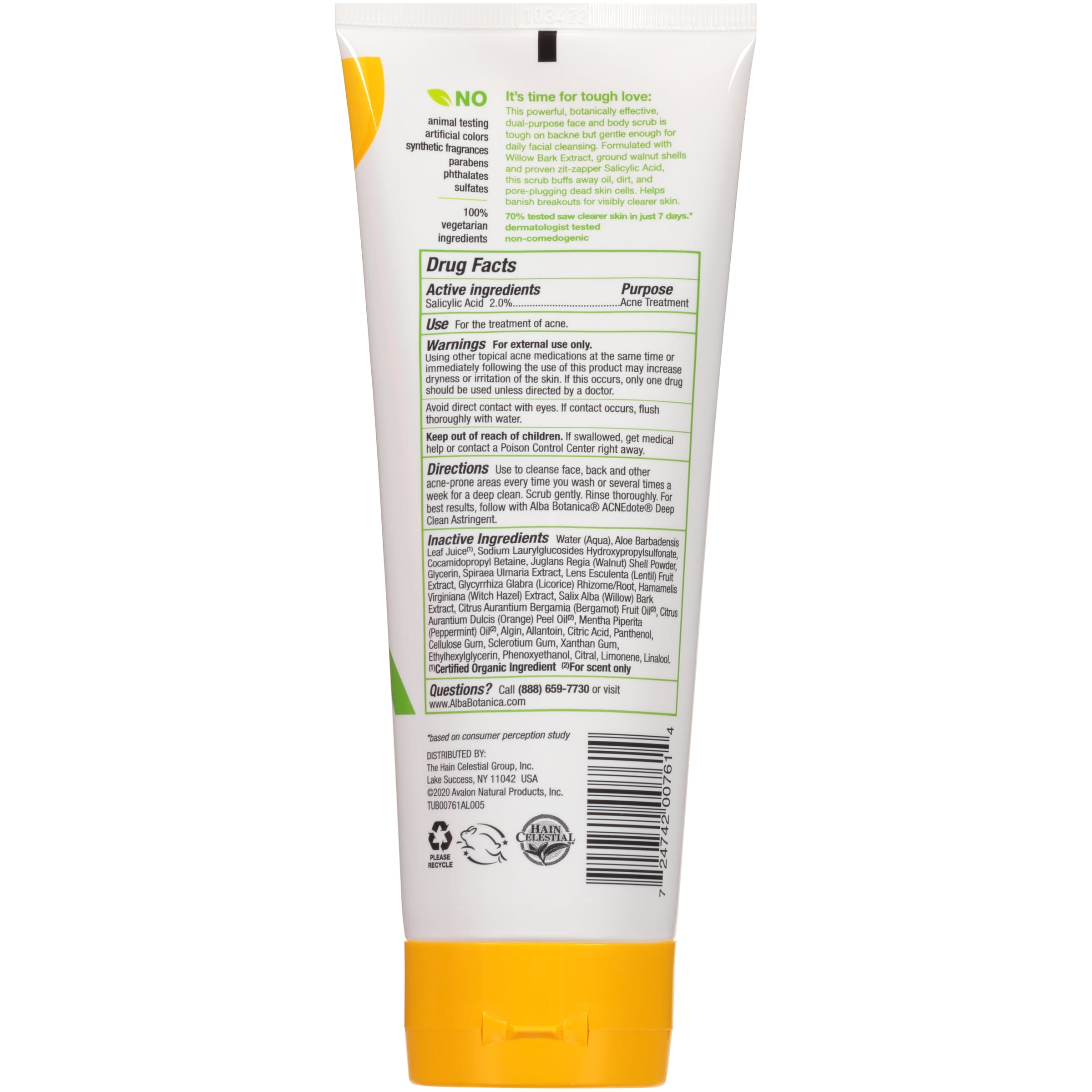 Alba Botanica Acnedote Maximum Strength Face & Body Scrub, 8 oz.