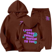 Tween Winter Girls Outfits Set Tracksuit With Print Hoodie Joggers Warm Kids