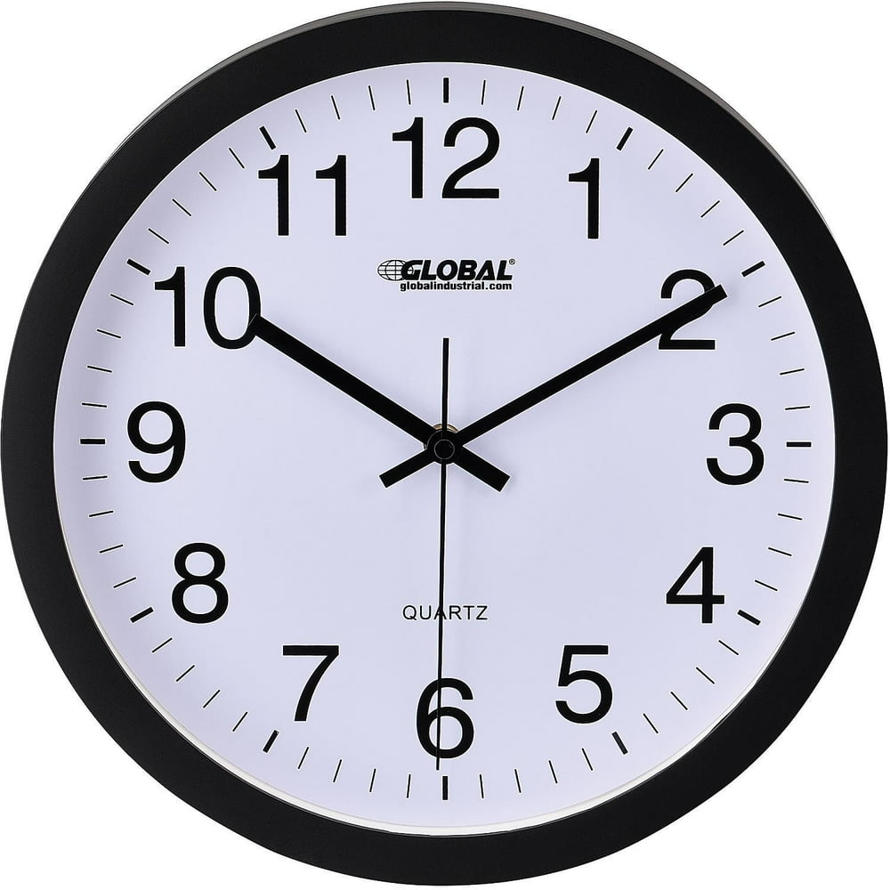 12" Wall Clock, Plastic, Black
