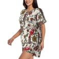 thumbnail image 2 of Naloa Dark Enchanted Flowers And Birds Women's Short-Sleeved Pajama Set, Loungewear, Summer pajamas, Breathable Cozy - 3X-Large, 2 of 9