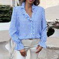 thumbnail image 7 of XuJwPNcy Womens Long Sleeve Button down Shirts Plaid Ruffle V Neck Blouse Business Casual Work Tops Fall Fashion Blouses, 7 of 7