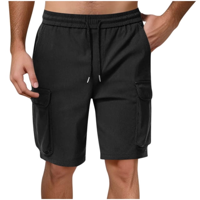 Plebaso Men's Cotton Cargo Sweat Shorts Summer Lounge Shorts Drawstring Athletic Workout Jogger Shorts