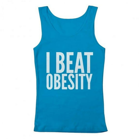 GEEK TEEZ I Beat Obesity Original Artwork Women's Tank Top Turquoise Small