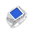 thumbnail image 3 of RYLOS Men's Rings 14K White Gold Designer Ring With Diamonds and Blue Quartz Rings For Men Size 8, 3 of 6