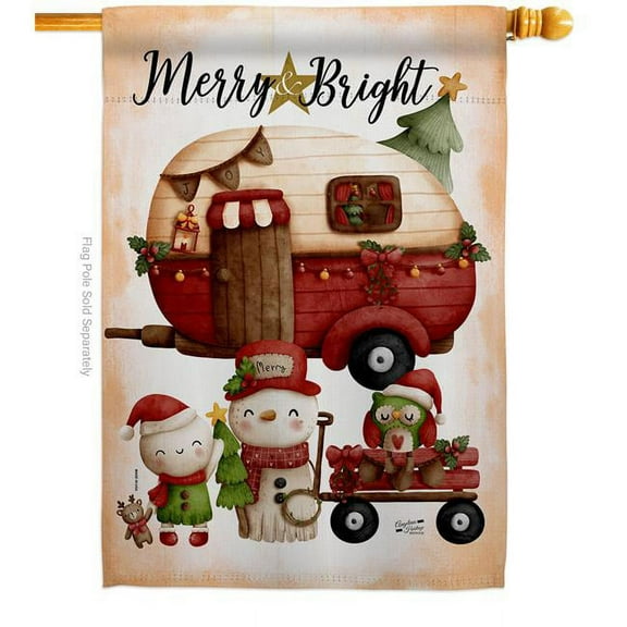 Angeleno Heritage H130302-BO 28 x 40 in. Winter Camping Bright House Flag Wintertime Christmas Double-Sided Decorative Vertical Flags Decoration Banner Garden Yard Gift