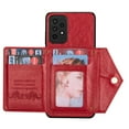 thumbnail image 3 of Decase for Galaxy A53 5G Crossbody Wallet Case with Card Holder for Women,Leather Magnetic Zipper Purse Back Case with Card Slot Kickstand Shoulder Strap, Red, 3 of 5
