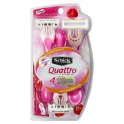 Schick Quattro Women's 4-Blade Disposable Razors, All Skin Types, 3 Ct