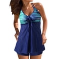 thumbnail image 1 of Gibobby Bañador de Bikini Trajes de baño fluidos para mujer Trajes de baño con control de barriga Traje de baño de dos piezas Camiseta sin mangas con pan(Azul,XL), 1 of 5