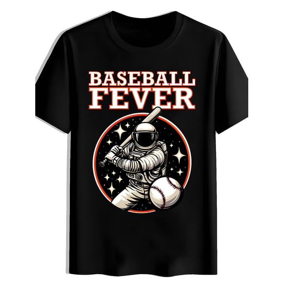 T Shirt Men's Wrinkle-Resistant Quick-Dry with Astronaut Baseball Bat Print
