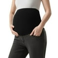 thumbnail image 5 of Frostluinai Women's Maternity Jeans Wide Leg Over The Belly Support Stretch Pregnancy Denim Pants Loose Boyfriend Trousers with Pockets Black M, 5 of 6