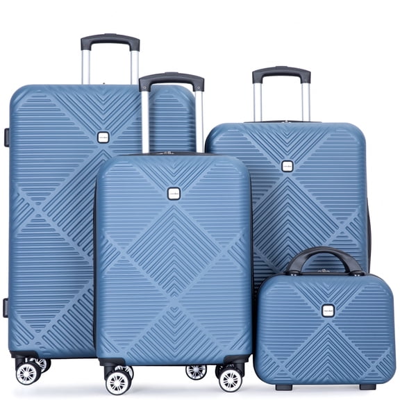 Tripcomp Luggage Sets 4 Piece Suitcase Set (14/20/24/28)Hardside Suitcase with Spinner Wheels Lightweight Carry on Luggage(Blue)
