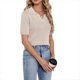 thumbnail image 1 of Camisas de manga corta para mujer, blusa cómoda informal de Color puro a la moda para verano, color albaricoque S, 1 of 6