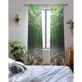 thumbnail image 3 of Dark Green Ocean Waves Sheer Curtains 63 Inch Length 2 Panels Set for Living Room/Bedroom, Summer Beach Coastal Abstract Kitchen Curtains Grommet Semi-Sheer Curtains Window Treatments 42"x63"x2, 3 of 7