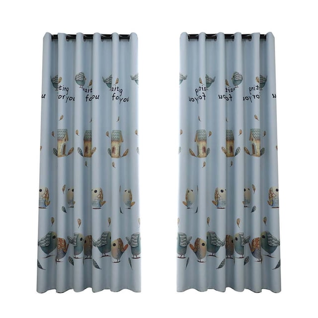 Cortina de gasa con estampado de dibujos animados de 2 uds, persianas transparentes translúcidas para dormitorio de niños, cortinas opacas para ventana de Hotel para sala de estar Inevent ZHF0458