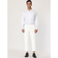 thumbnail image 3 of Pantalones recortados para hombre Pantalones de vestir hasta el tobillo de color sólido con parte delantera plana y ajuste delgado blanco 36, 3 of 6