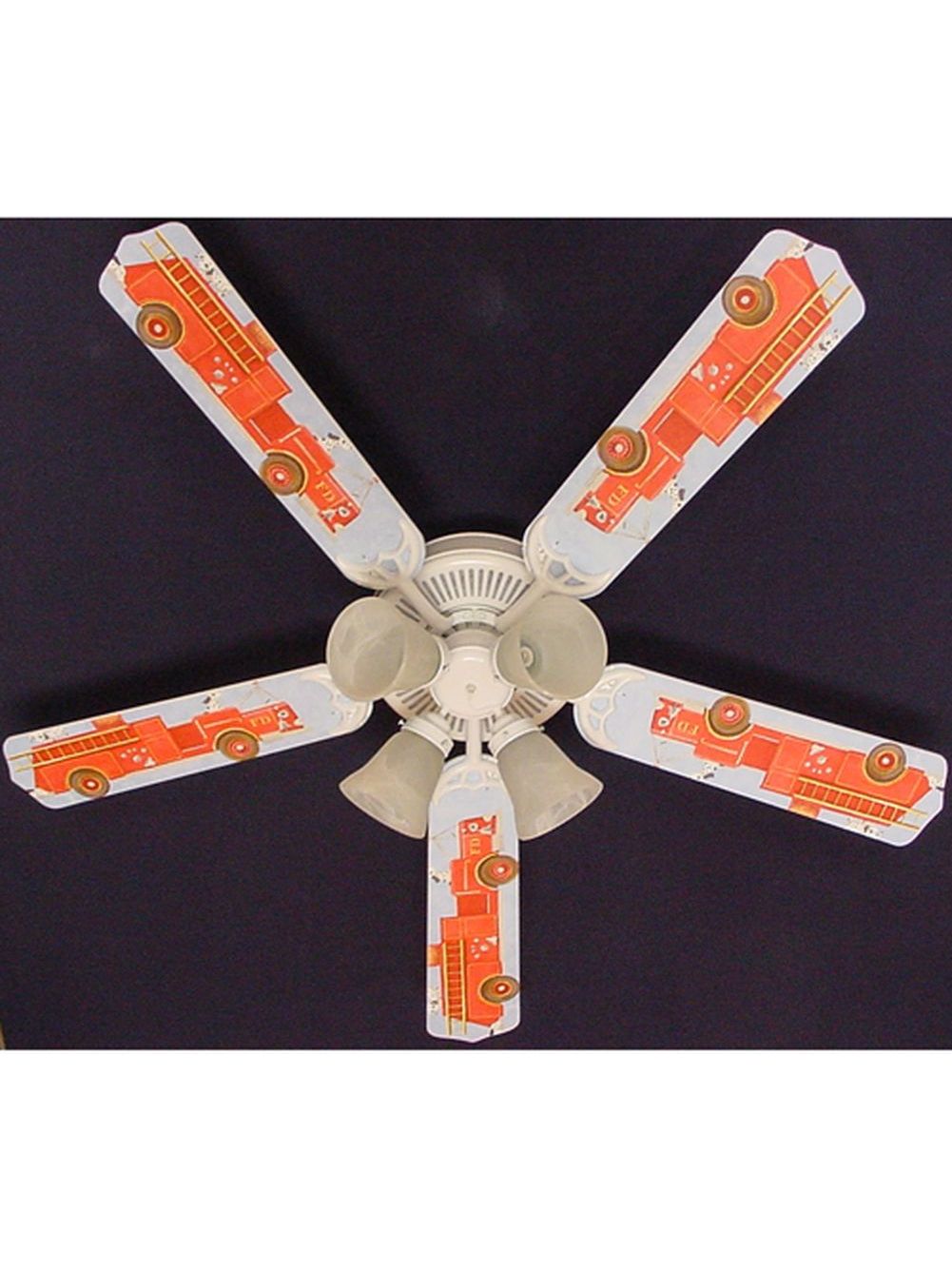Fire Truck Dalmatian Print Blades 52in Ceiling Fan Light Kit