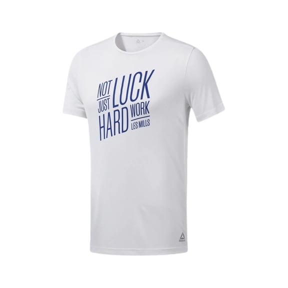 Reebok Mens Les Mill Poly Graphic T-Shirt, White, Medium