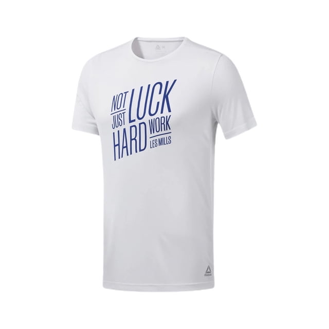 Reebok Mens Les Mill Poly Graphic T-Shirt, white, M