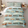 thumbnail image 2 of Castle Fairy Cartoon Vintage Steam Train Bed Spread Queen,Cute Cloud Railway Queen Coverlet Set for Bedroom,Light Blue, 2 of 7