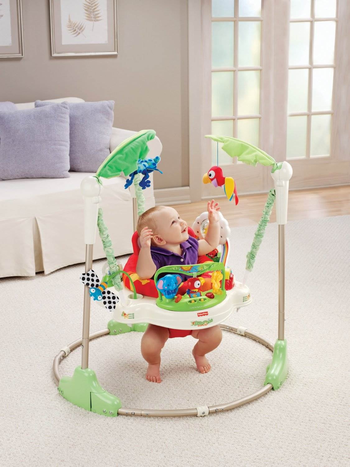 Fisher-Price Baby Bouncer Rainforest Jumperoo Activity Center With Music  Lights Sounds And Developmental Toys - Imported Products from USA - iBhejo