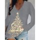 thumbnail image 1 of Camiseta con estampado navideño para mujer, ropa informal holgada con cuello en V, manga larga, 3D, regalos de Navidad, 5XL, otoño e invierno, 2022, 1 of 4