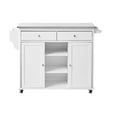 thumbnail image 6 of Visentor Kitchen Island Cart with Lockable Wheels, Rolling Utility Kitchen Cart with 2 Drawers, 2 Doors Cabinet & Towel Rack, 47 Inch, White, 6 of 8