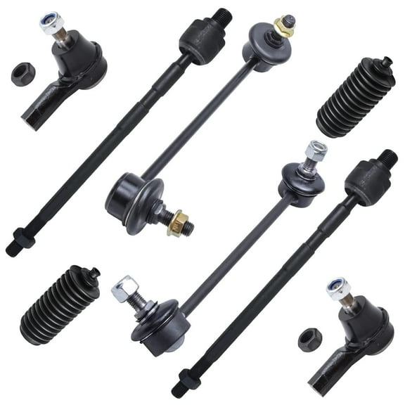 Detroit Axle - 8pc Front Suspension Kit for 2003 2004 2005 Kia Rio 2 Stabilizer Sway Bar Links 4 Inner & Outer Tie Rod End Links 2 Boots Replacement