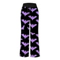 thumbnail image 6 of TTUHYWXI Halloween Pajama Pants Women Stretch Wide Leg Pj Pants High Waisted Cute Pumpkin Skull Ghost Print Pjs Palazzo Pants (Dark Purple, S), 6 of 6