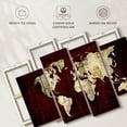 thumbnail image 6 of Elephant Stock White On Red World Map Wall Art - Horizontal Multi Panel Canvas - Living Room Wall Decor - Map Multi Panel - Red And Gray Decor - 43" x 27", 6 of 8