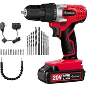 Avid Power 20V Max Lithium Ion Cordless Drill, Power Drill Set with 3/8" Keyless Chuck, Variable Speed, 16 Position, Led Light and 22Pcs Drill/Driver Bits, Mw316