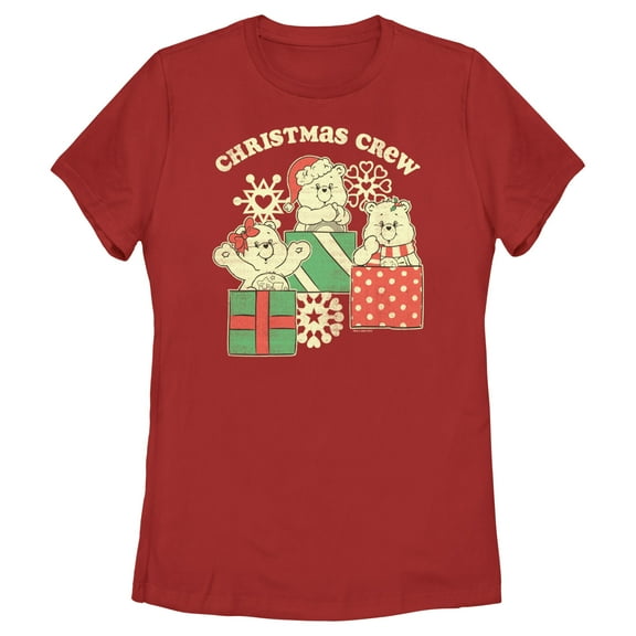 Women's Care Bears Distressed Christmas Crew  Graphic Tee Red X Large