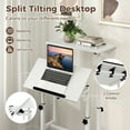 thumbnail image 6 of Topcobe Mobile Standing Desk Height-Adjustable Laptop Cart with Split Top and Hanging Hooks, Modern Furniture for Living Room, Bedroom-White, 6 of 8