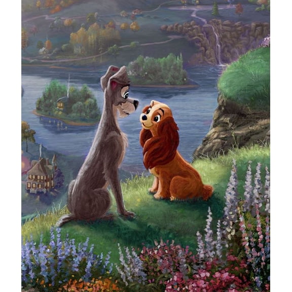 Lady and the Tramp DIY 5D Diamond Painting Kits for Adults Dog Full Round Drill (12x16 inch) Diamond Crystal Gem Arts Painting Craft for Home Wall Decor