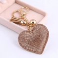 thumbnail image 3 of Llaveros en forma de corazón de diamantes de imitación ostentosos de lujo para mujeres y niñas, llavero de cuero con borla para monedero, dijes, accesorios de mochila, 3 of 4