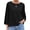 Black, variant on Crew Neckline Women Solid Color 3/4 Sleeve Casual Shirt Tops