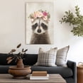thumbnail image 4 of WFSposter Cute Raccoon Canvas Painting Retro Animal Portrait Wall Art Decor Funny Raccoon with Garland Picture Framed Safari Animal Art Print Posters for Nursery Kids Bedroom Home Decoration 12x16", 4 of 7