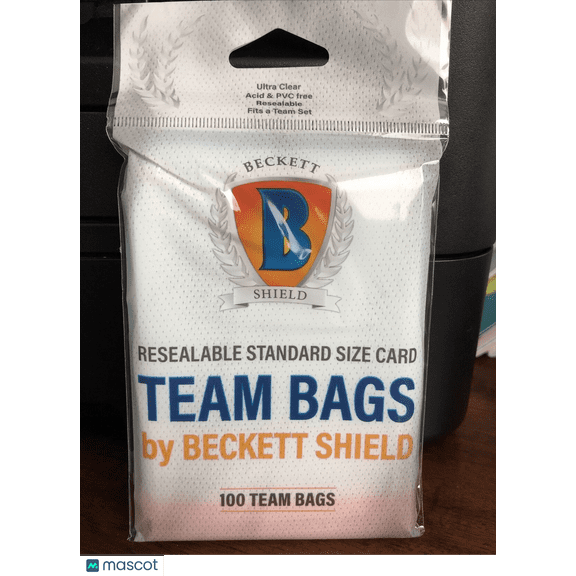 Beckett Shield Team Bags Resealable Sleeves 1 Pack of 100 Team Bags