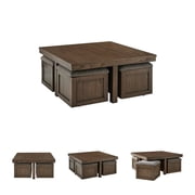 Signature Design by Ashley Boardernest Brown Coffee Table with 4 Stools