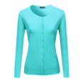 thumbnail image 1 of FashionOutfit Women's Basic Soft Button-down Solid Round Neck Long Sleeve Sweater Cardigan, 1 of 1