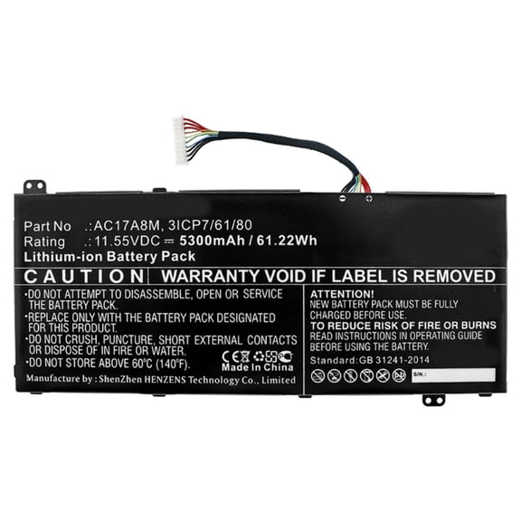 Batteries N Accessories BNA-WB-L10342 Laptop Battery - Li-ion, 11.55V, 5300mAh, Ultra High Capacity - Replacement for Acer AC17A8M Battery