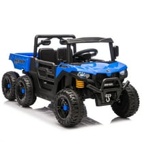 iRerts 24V Electric Ride on Dump Truck, 4WD Powered Ride on Toys with Remote Control, Dump Bed, Bluetooth Music, 6 Wheel Electric Car for Kids Boys Girls Birthday Christmas Gift Ages 3-5, Blue