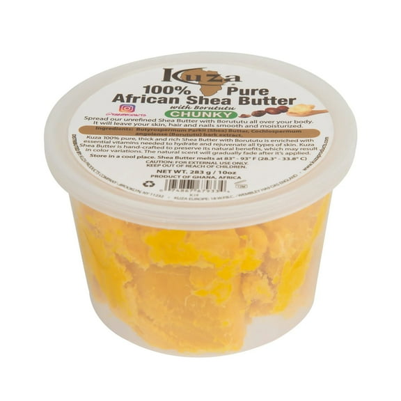 Kuza 100% African Shea Butter with Borututu, Yellow Chunky, 10 Oz.
