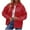 Red, variant on ZRGHAOYLQ Women's Jean Jacket Coat Frayed Hem Shacket Button Up Cropped Denim Jackets Distressed Ripped Jean Coats Loose Fit Long Sleeve Streetwear with Pockets