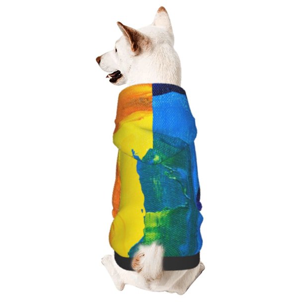 Fotbe Rainbow Colored Sudadera con Estampado para Perros Pequeños – Suéter con Capucha para Mascotas, Tela Suave de Forro Polar con Bolsillo-Large