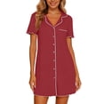 thumbnail image 4 of Byworldtasic Nightgowns for Women Button Down Sleep Shirt Short Sleeve NightShirts Boyfriend Sleepdress Soft Pajama Dress, 4 of 7