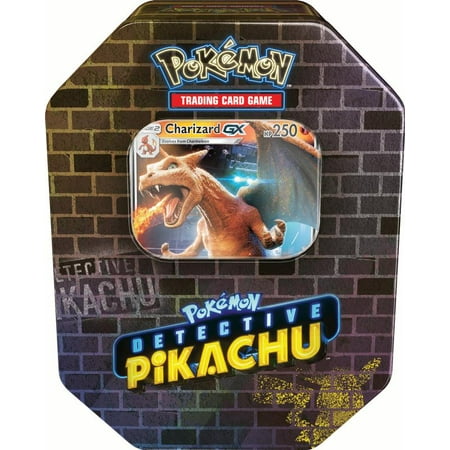 Pokemon Detective Pikachu GX Tin- Charizard- Includes 1 Foil Charizard GX card | 4 Booster Packs from Detective Pikachu