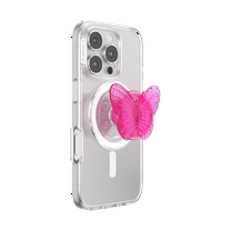 PopSockets MagSafe Phone Grip with Kickstand & Swappable Top - Molded Buttefly Magenta
