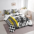 thumbnail image 3 of Homewish Rustic Farmhouse Horse 7-Piece Bedding Comforter Set,Classic Geometric Checkered King Bedding Sets,Watercolor Splatter Ink Bed Sheets For Boys Teens,Breathable Home Decor, 3 of 8